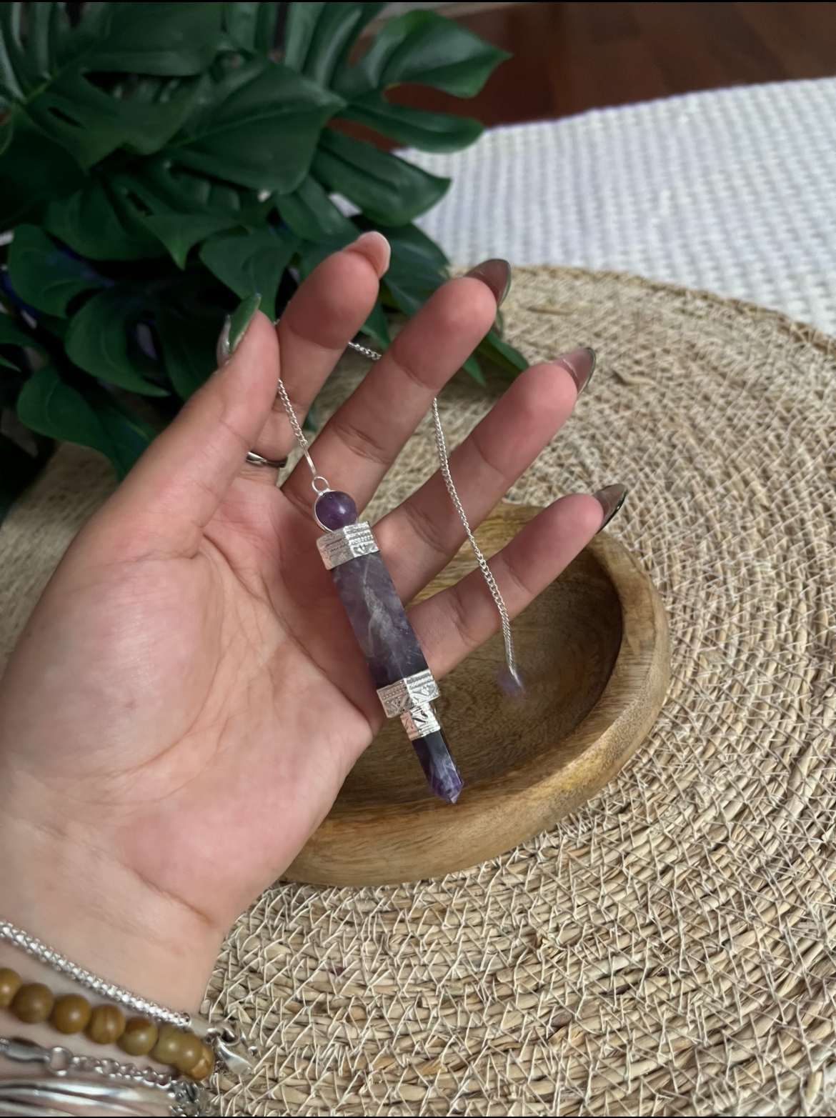Pendule Baguette en Améthyste – Apaisement, Clarté & Protection