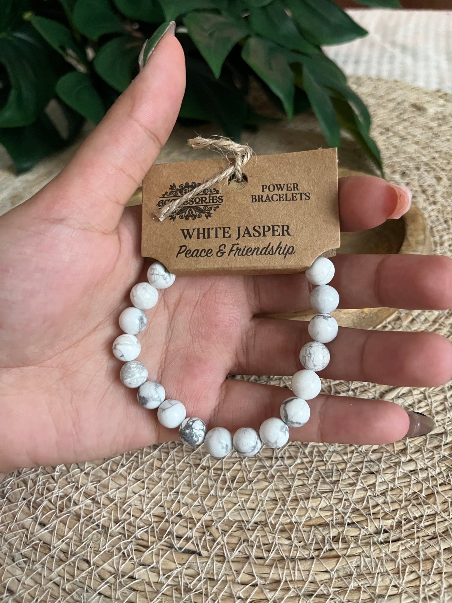 Bracelet Jaspe Blanc – Paix & Amitié