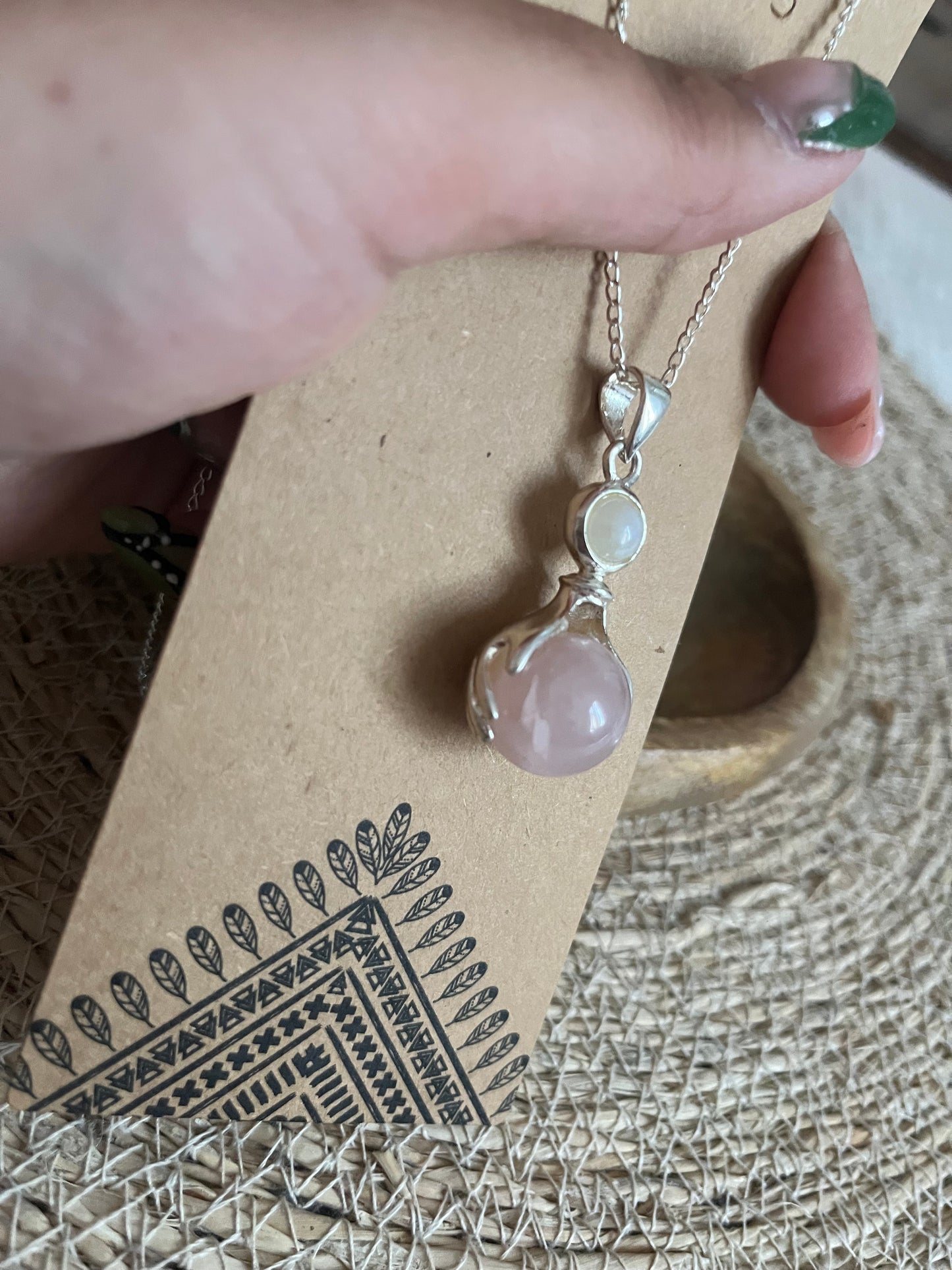 Collier Double Pierre – Quartz Rose & Pierre de Lune