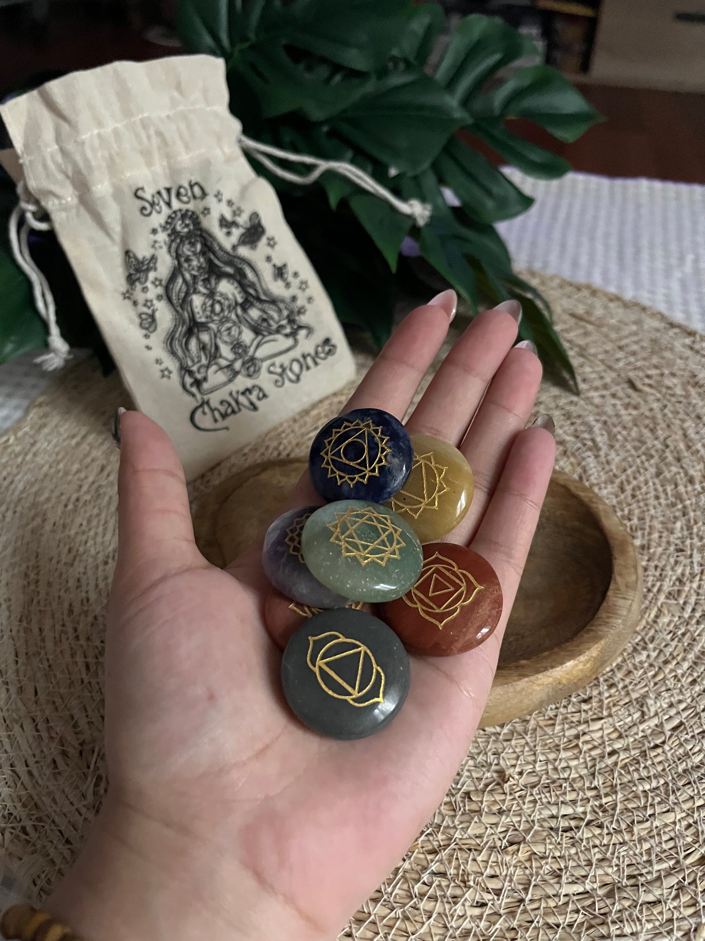 Set de Pierres Chakras Gravées – Équilibre, Méditation & Harmonisation