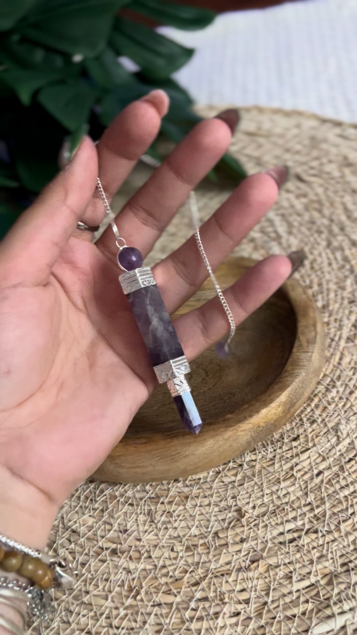 Pendule Baguette en Améthyste – Apaisement, Clarté & Protection