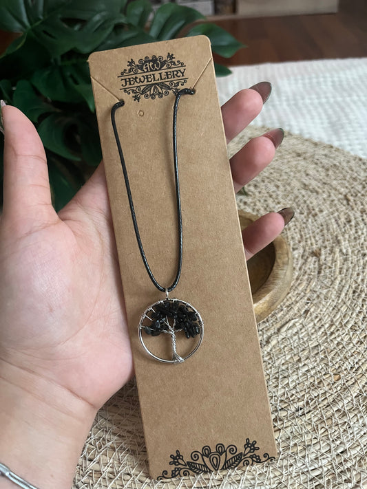 Collier Arbre de Vie – Obsidienne Noire