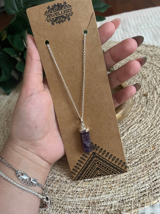 Collier Pendentif Hexagonal – Améthyste