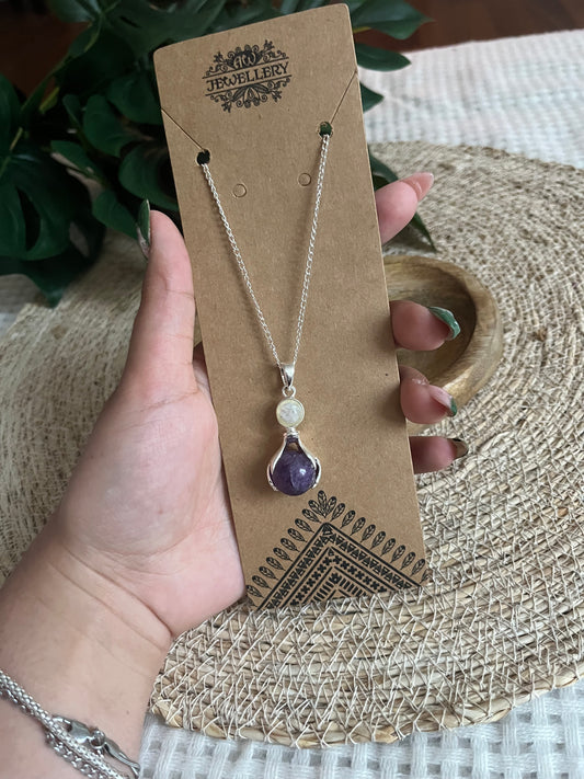 Collier Double Pierre – Améthyste & Pierre de Lune