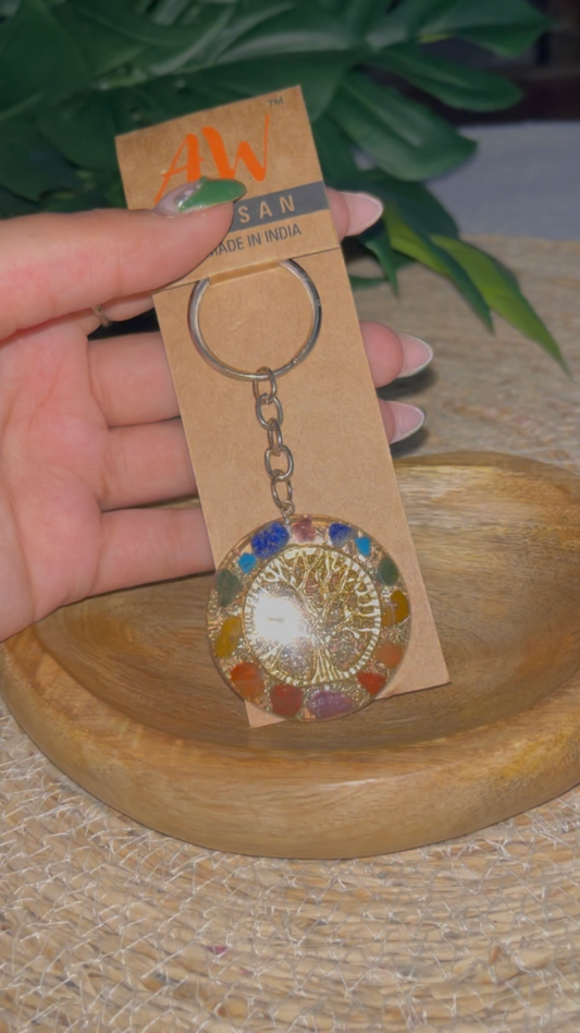 Porte-clés Arbre de Vie & 7 Chakras – Protection & Énergie Positive