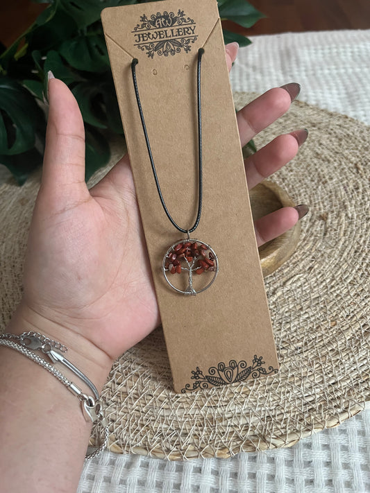 Collier Arbre de Vie – Jaspe Rouge