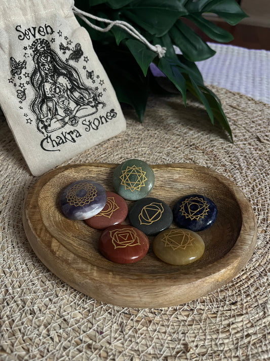 Set de Pierres Chakras Gravées – Équilibre, Méditation & Harmonisation