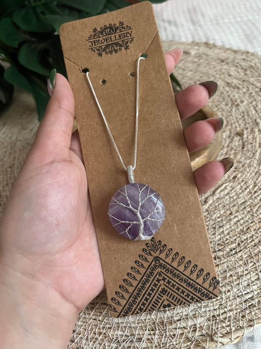 Collier Arbre de Vie Rond – Améthyste