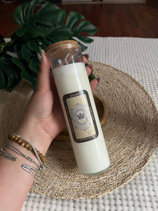 Bougie Magique “SUCCESS” – Améthyste & Parfum Lavande-Fenouil