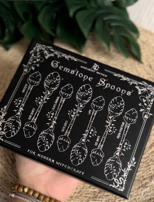 Set de Cuillères Ésotériques avec Pierres Naturelles – Ancient Witch Gemstone Spoons