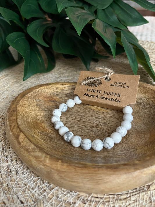 Bracelet Jaspe Blanc – Paix & Amitié