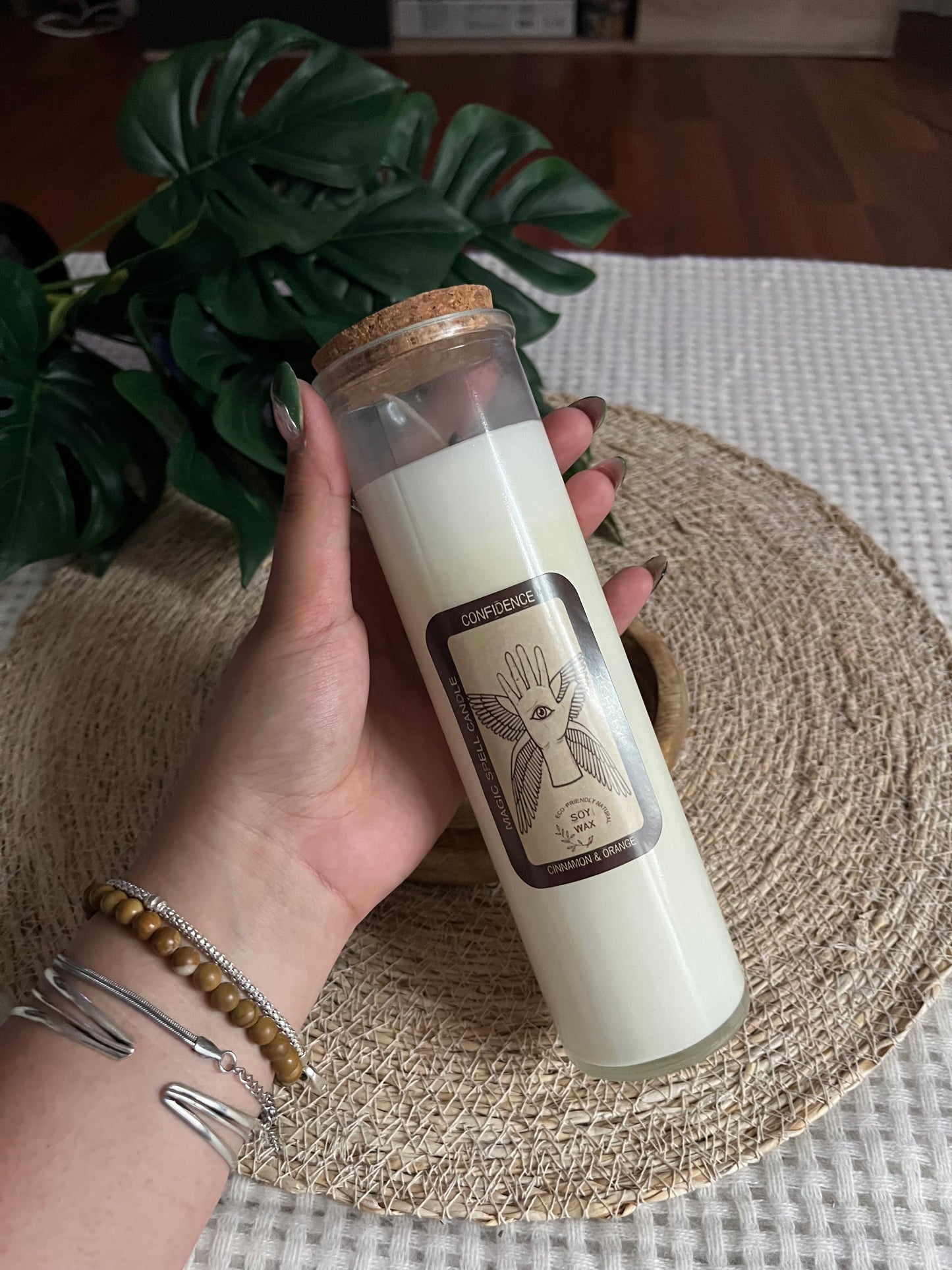 Bougie Magique “CONFIDENCE” – Œil de Tigre & Parfum Cannelle-Orange
