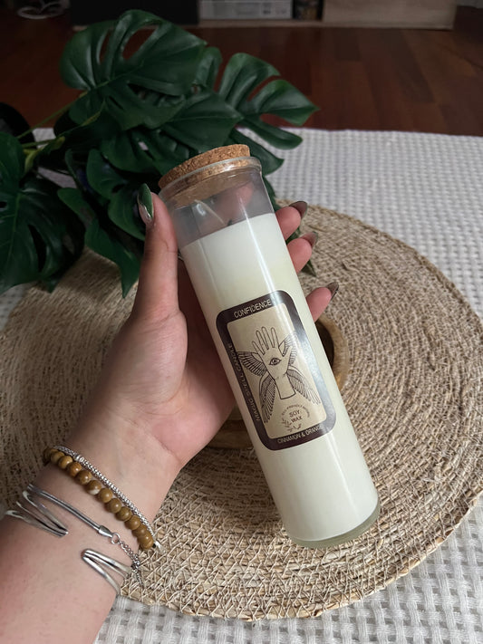 Bougie Magique “CONFIDENCE” – Œil de Tigre & Parfum Cannelle-Orange